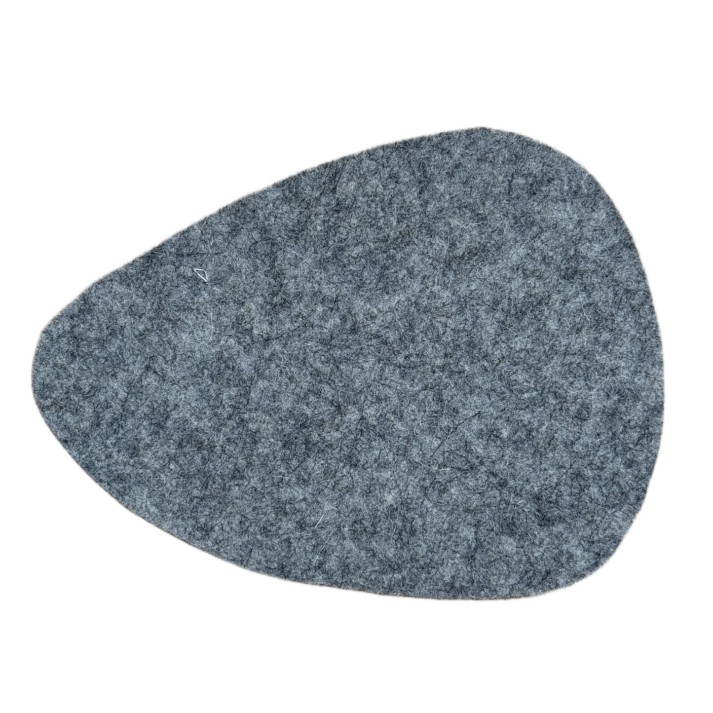 Stone-shaped coaster made from 100% natural wool, in neutral tone - back view